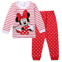 (Red White Striped Minnie, 2-3 Years) Kids Baby Girls Boys Mickey Minnie Mouse Sleepwear Outfit Pyjamas Set Loungewear Pjs