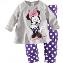 (Grey Purple Minnie, 7-8 Years) Kids Baby Girls Boys Mickey Minnie Mouse Sleepwear Outfit Pyjamas Set Loungewear Pjs
