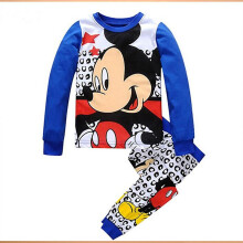 (Blue White Mickey, 2-3 Years) Kids Baby Girls Boys Mickey Minnie Mouse Sleepwear Outfit Pyjamas Set Loungewear Pjs