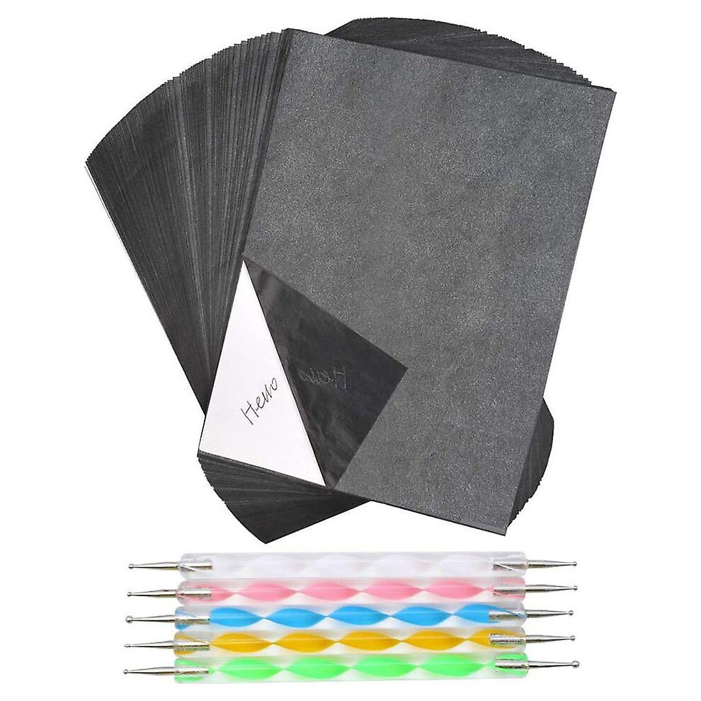 100 Sheets Carbon Paper, A4 Graphite Transfer Paper For Tracing And Copying Art, With Embossing Pen Set