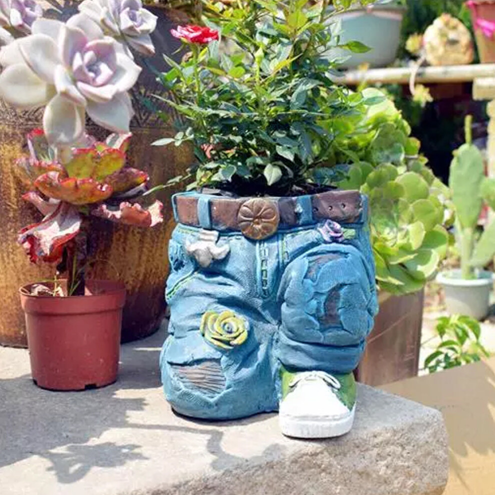 (Kneel) Hansona Denim Jeans Outdoor Garden Flower Pot