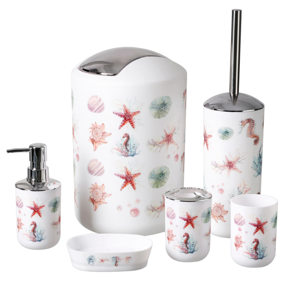 Bath Accessory Set Bin Soap Dispenser Toothbrush Tumbler Toilet Brush