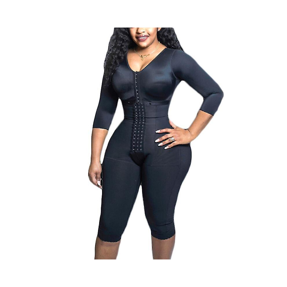 (XXL) Full Body Support Arm Compression Shrink Your Waist With Built In Bra Corset Minceur Slimming Sheath Woman Flat Belly Body Shape Black