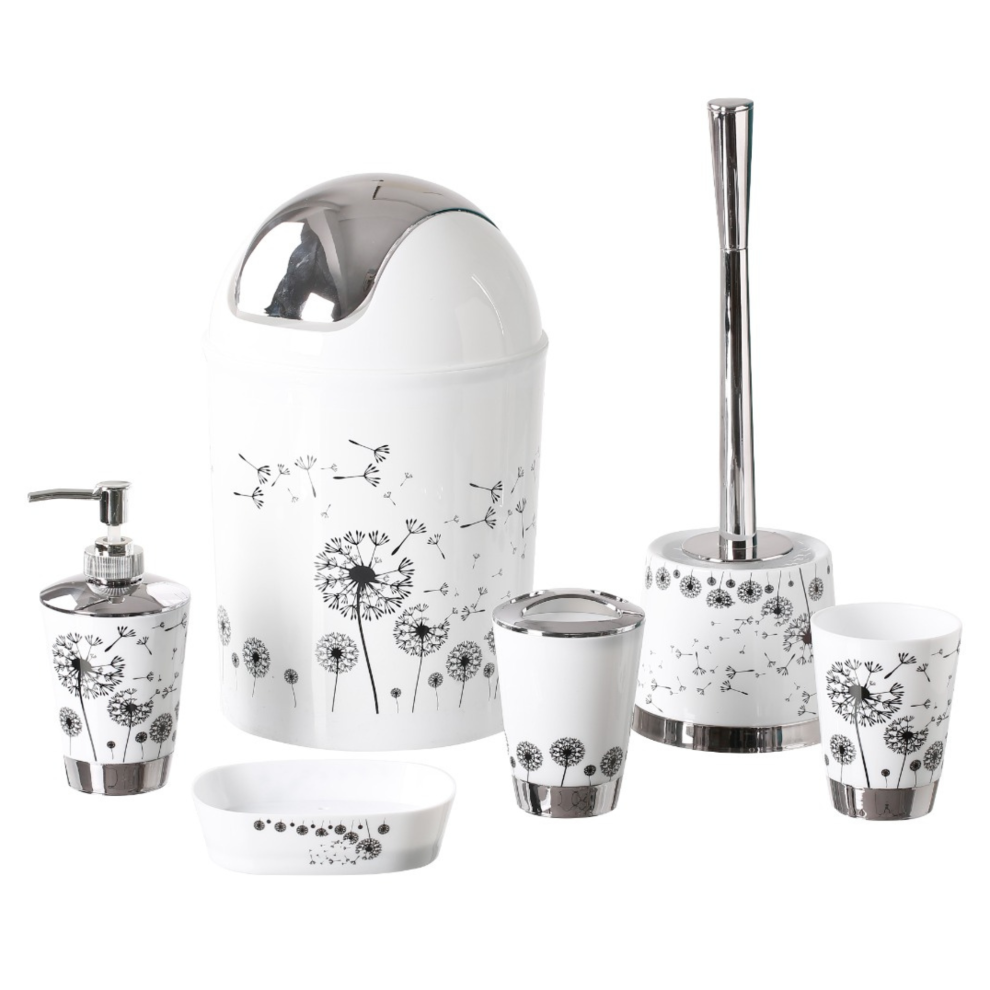 Bath Accessory Set Bin Soap Dispenser Toothbrush Tumbler Toilet Brush