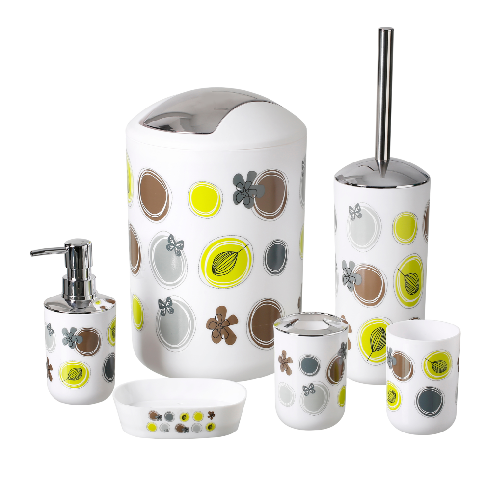 Bath Accessory Set Bin Soap Dispenser Toothbrush Tumbler Toilet Brush