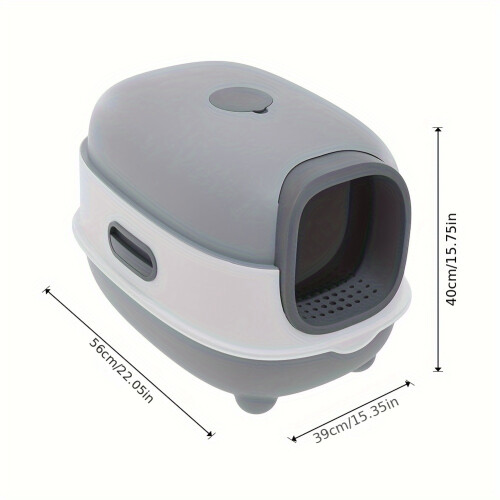 (grey) Large Cat Litter Tray Box Self Cleaning Hooded Pan Deodorizer UV Sterilization 1