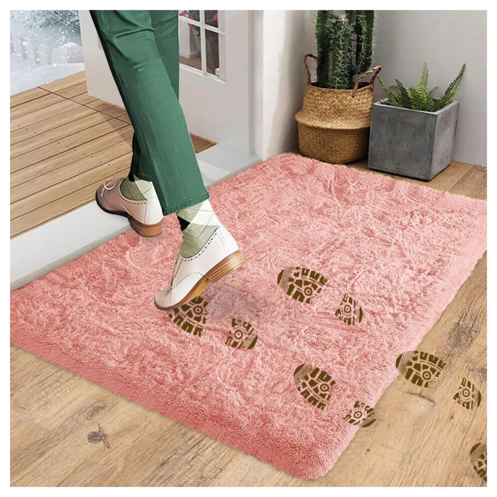 (60x110 cm (2ft x 3ft 7in)- Large Door Mat/Bath Mat) Pink Rugs Floor Area Carpet Living Room Shaggy Rug