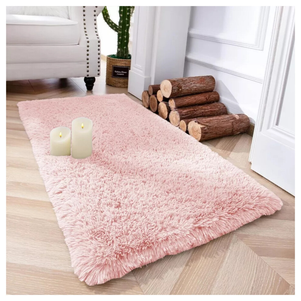 (60x220 cm (2ft x 7ft 7in)- Runner Rug/Carpet) Pink Rugs Floor Area Carpet Living Room Shaggy Rug