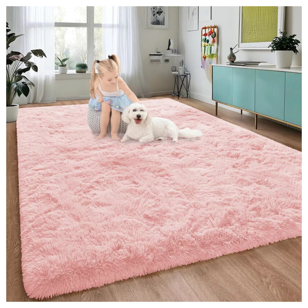 (120cm x 170cm (4ft x 5ft 8in)- Small Area Rug/Carpet) Pink Rugs Floor Area Carpet Living Room Shaggy Rug