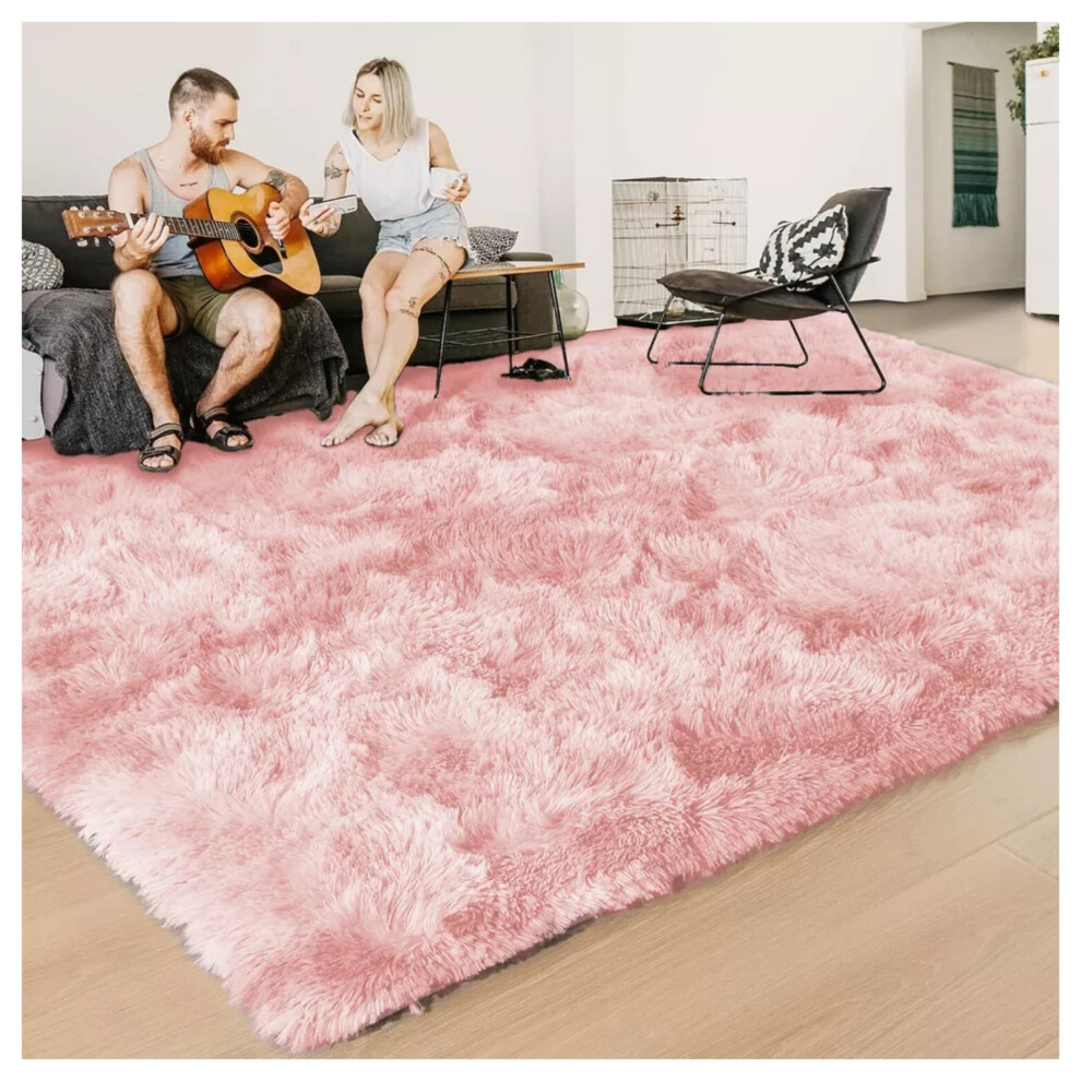 (160cm x 230cm (5ft 4in x 7ft 8in)- Large Area Rug/Carpet) Pink Rugs Floor Area Carpet Living Room Shaggy Rug