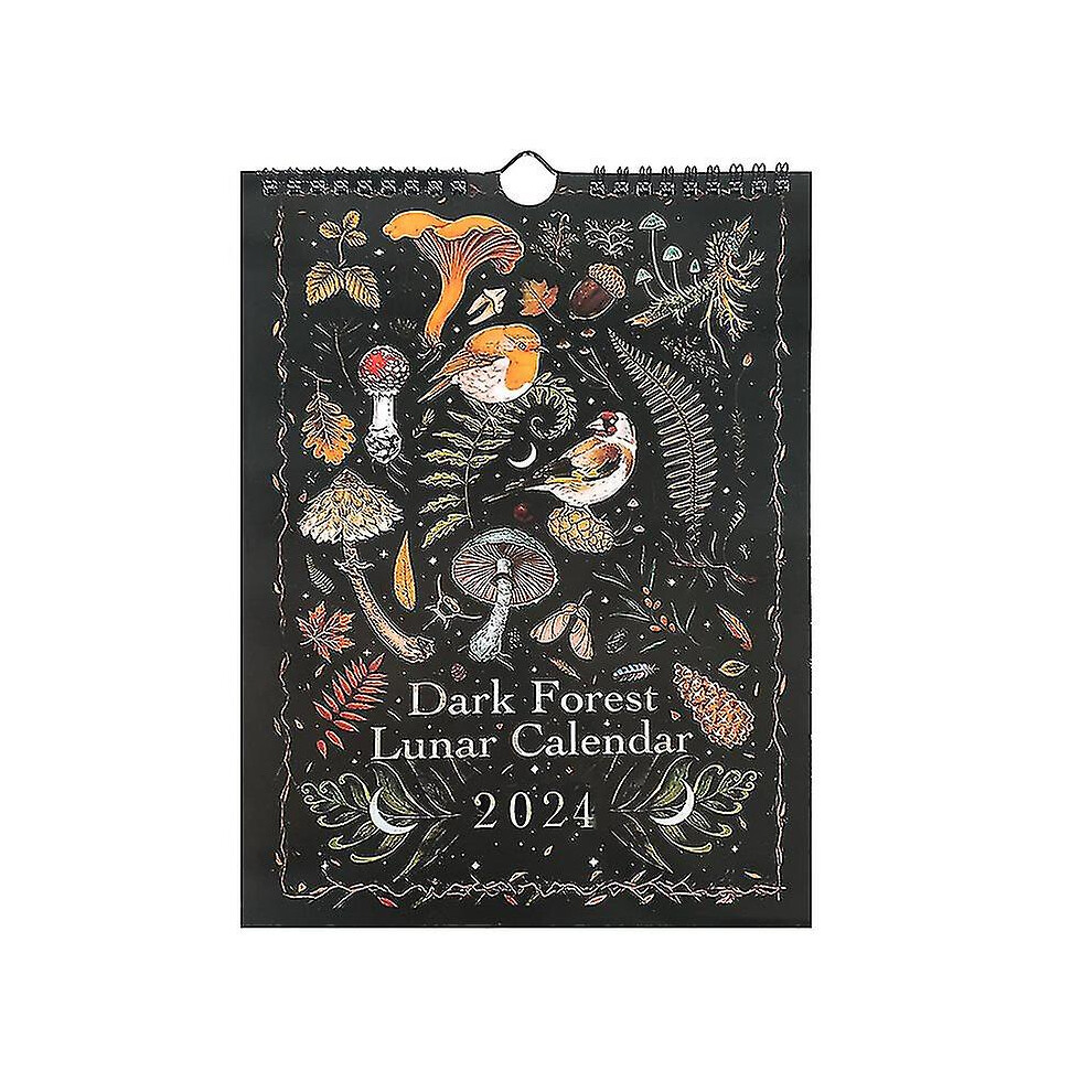 (With Hook, 2pcs) Dark Forest Lunar Calendar 2024, Wall Calendar Monthly Calendar From January To December, 2024 Calendar Planner For Home School Office Decor