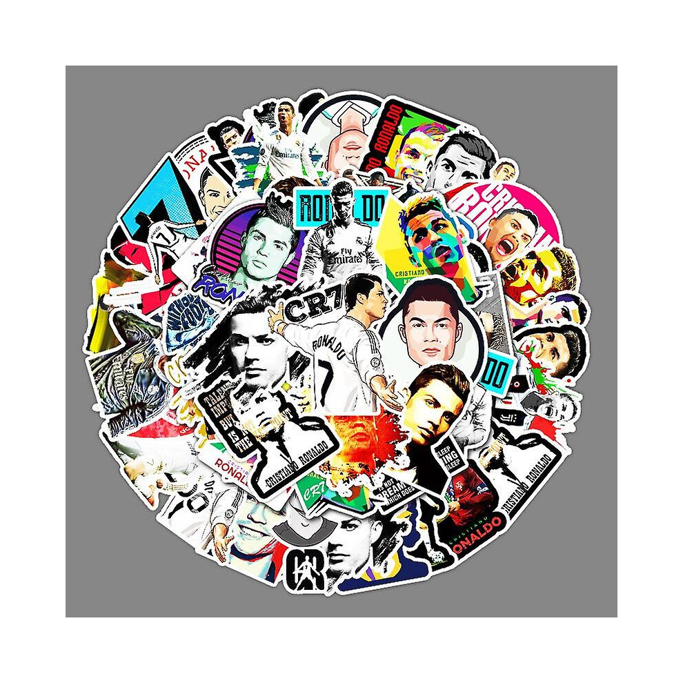 52pcs Super Sports Star Ronaldo Graffiti Stickers Cool  Football Sticker For Skateboard Car Phone Laptop Decal Decor Sticker