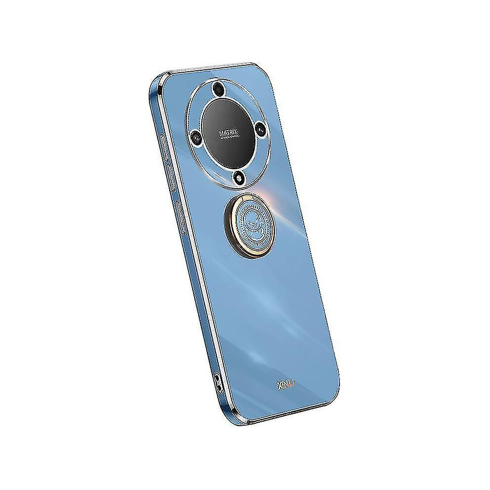 (Blue) Xinli For Honor Magic 5 Lite 5G / X9a 5G Ring Kickstand Electroplating Phone Case Tpu Phone Cover Blue 3010291250593