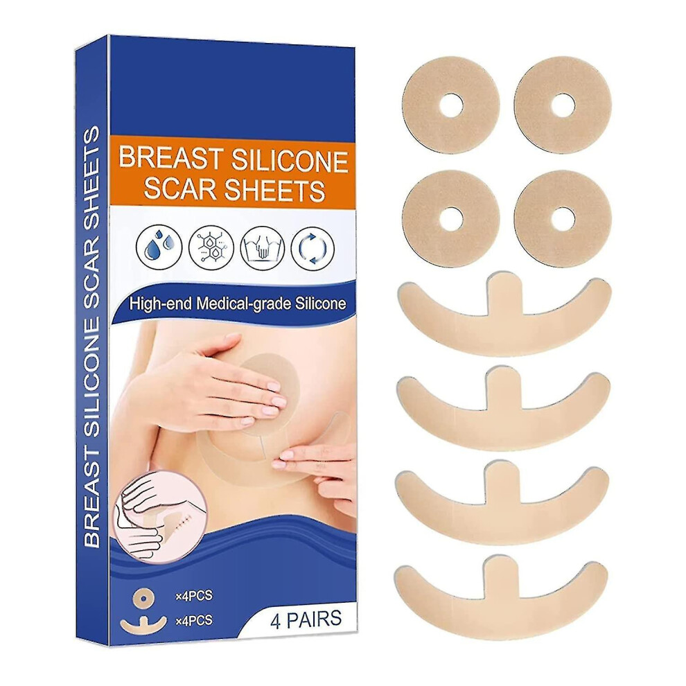 4pairs Silicone Scar Sheets, Breast Scar Patches, Silicone Breast Reduction After Surgery For Scars, Breast Scar Removal Sheets
