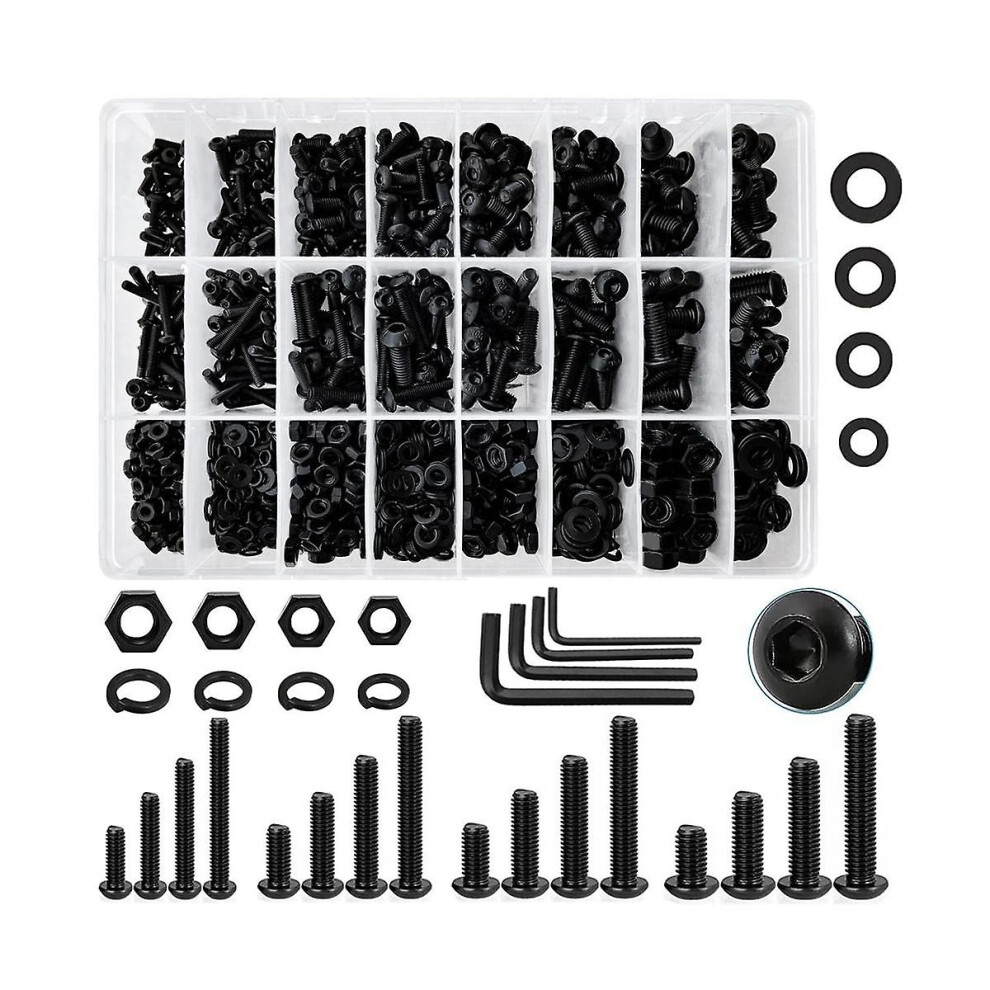 1120pcs Metric Screw Assortment M3//m5/m6, Bolts And Nuts Kit,metric Bolt Assortment, Grade 10.9 Al
