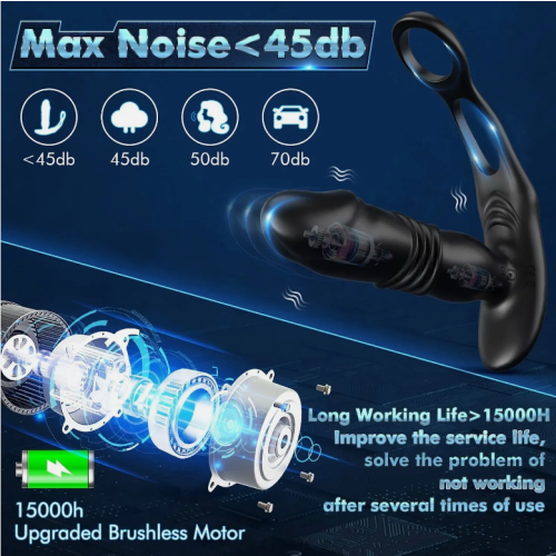 Anal Butt Plug 12 Vibration Modes Cock Ring Male Prostate Massager 2
