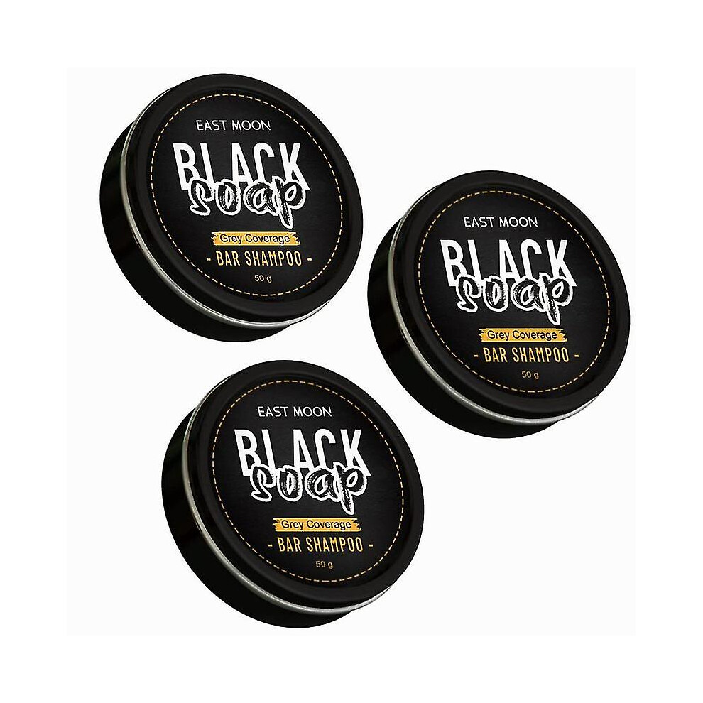 3x Grey Coverage Bar Shampoo Hair Darkening Black Soap For Grey Hair Cover