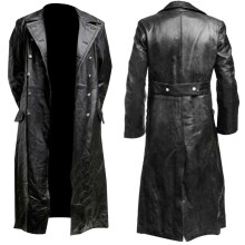 (Black, M) German Classic Officer Ww2 Military Uniform Black Leather Trench Coat