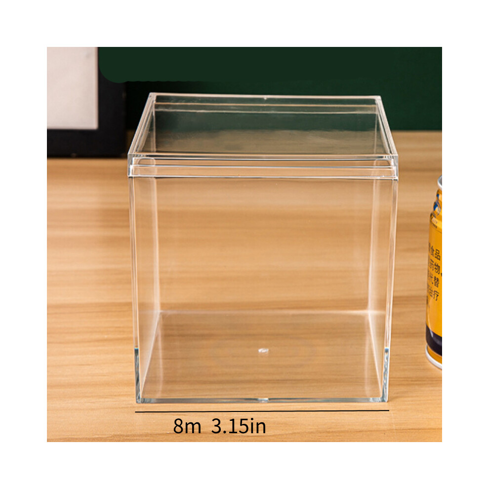 (8cm/3.15in) Plastic Square Transparent Garage Kits Storage Box Ps Material Case Minimalist