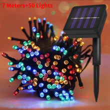 (Colour, 700cm/275.59in) Christmas Garland Led Fairy Light Outdoor Solar Powered String Lights 8 Mode