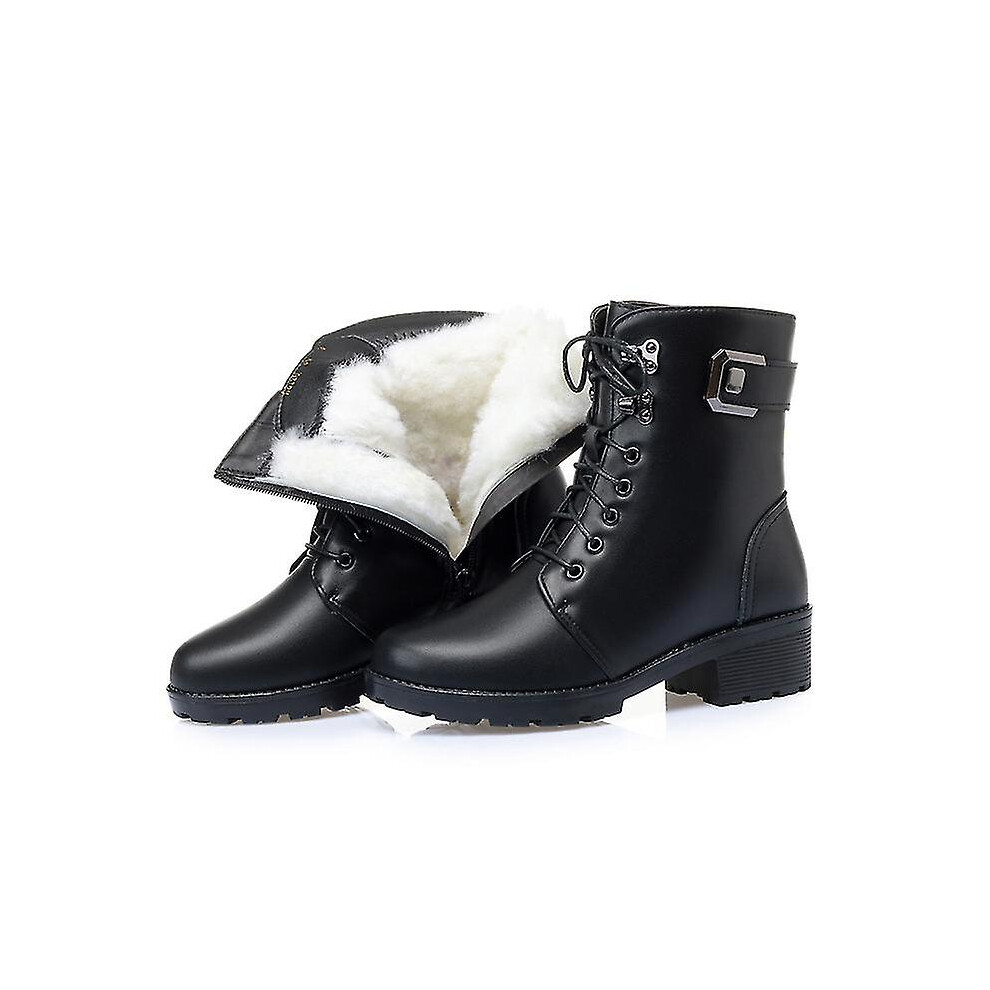(38) With Whit Fur Winter Ankle Boots Warm Non-slip For Women