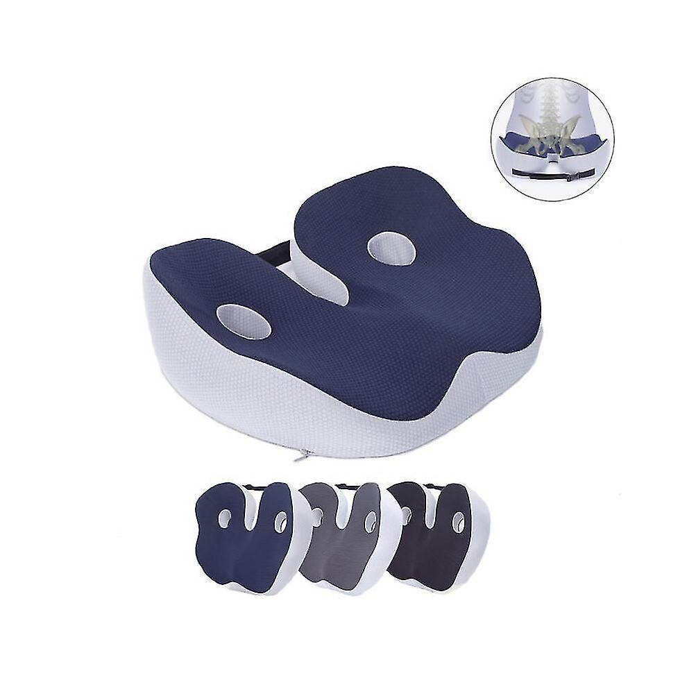 (Grey) Memory Foam Sit Bone Relief Seat Cushion For Butt Lower Back Hamstrings Hips Ischial Tuberosity Reduce Fatigue Chair