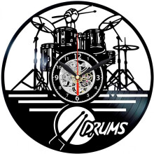 Queen Clocks Clock Drum Set - Vinyl Record Wall Decorations - Rock Art Decor - Drummer Gifts-black
