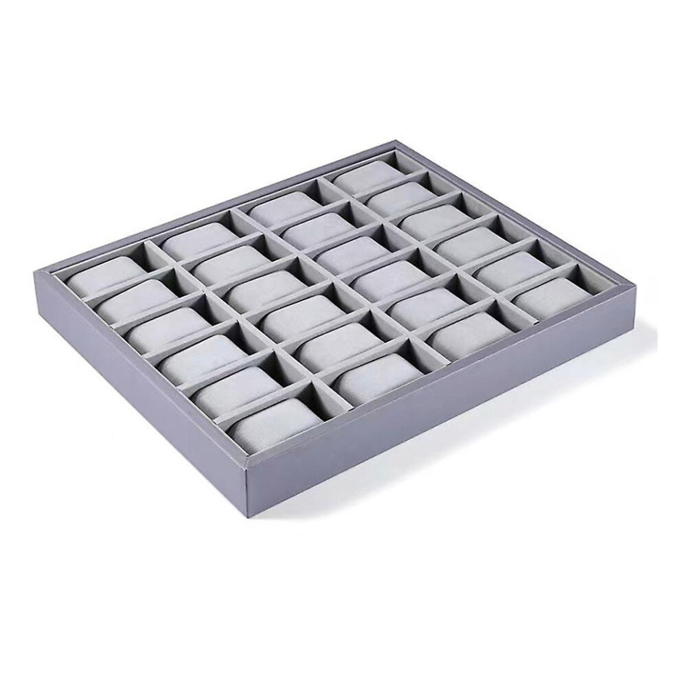 (Gray 24 bits) Watch Tray Jewelry Organizer 6/12/24/30slot Watch Display Holder With Pillow