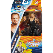 Mattel WWE Elite Collectie Actiefiguur, SummerSlam Undertaker Verzamelfiguur met Accessoire & Scheidsrechter Bouwfiguur Onderdelen