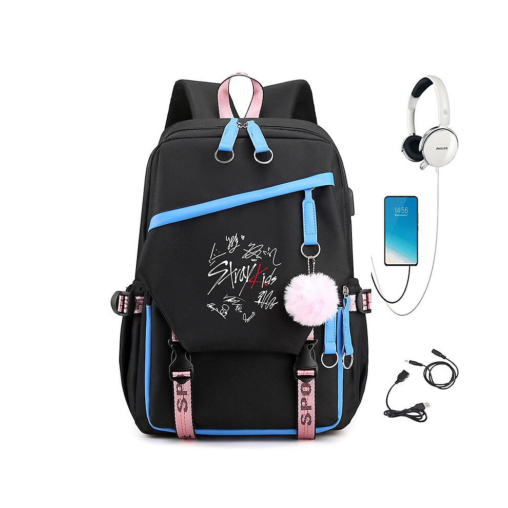 Stray Kids Combo Around The Same Usb Backpack Schoolbag Backpack Korean Student Men's And Women's Bags