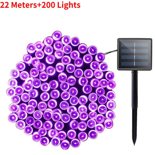 (Purple, 2200cm/866.14in) Christmas Garland Led Fairy Light Outdoor Solar Powered String Lights 8 Mode