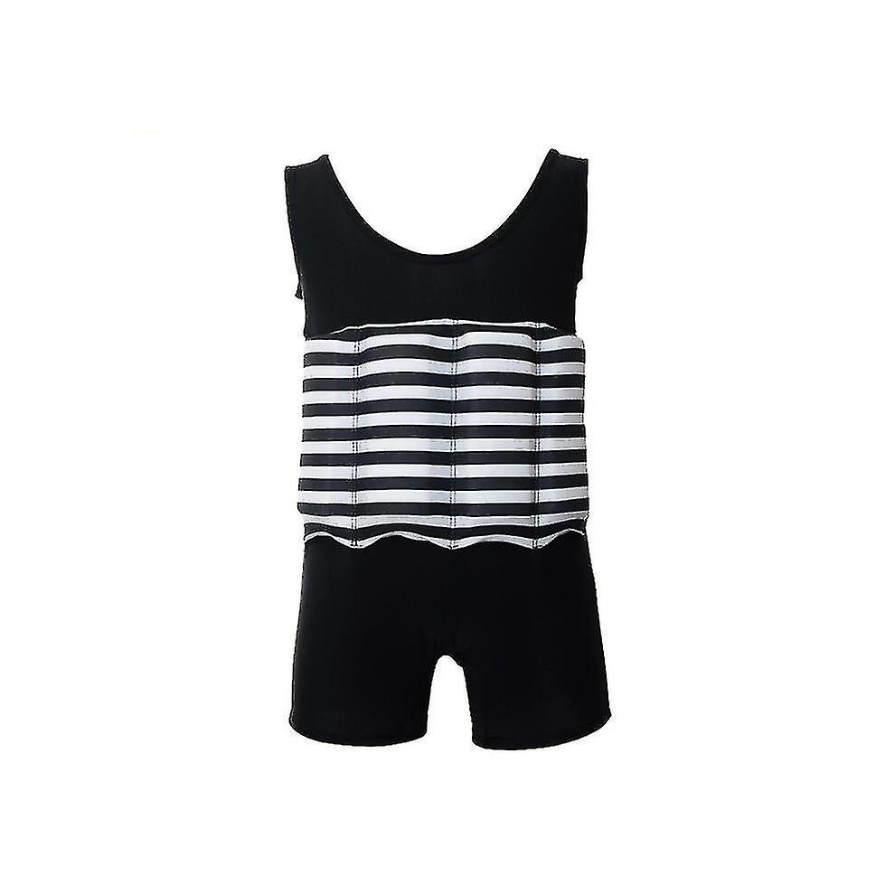 (Black, L) Floating Buoyancy Swimsuits One Piece Float Suit Swimwear For Kids