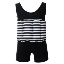 (Black, M) Floating Buoyancy Swimsuits One Piece Float Suit Swimwear For Kids