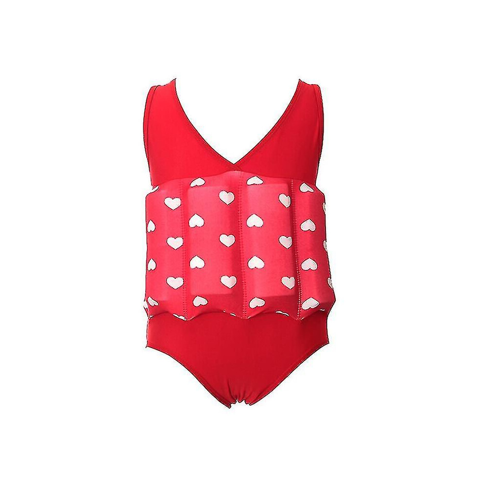 (Red, L) Floating Buoyancy Swimsuits One Piece Float Suit Swimwear For Kids