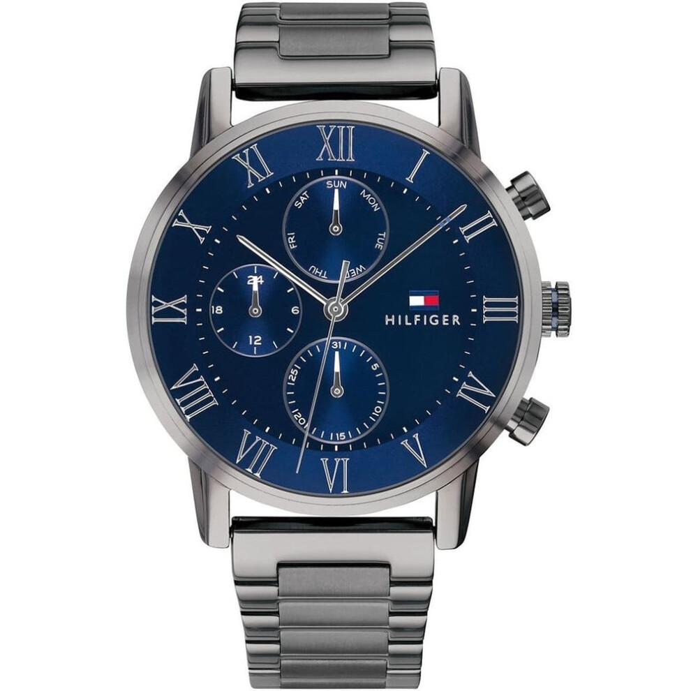 Tommy Hilfiger Kane 1791456 Blue Dial Men's Chronograph Watch, 44Mm, 50M Wr, Stainless Steel, Ced-49000693563711