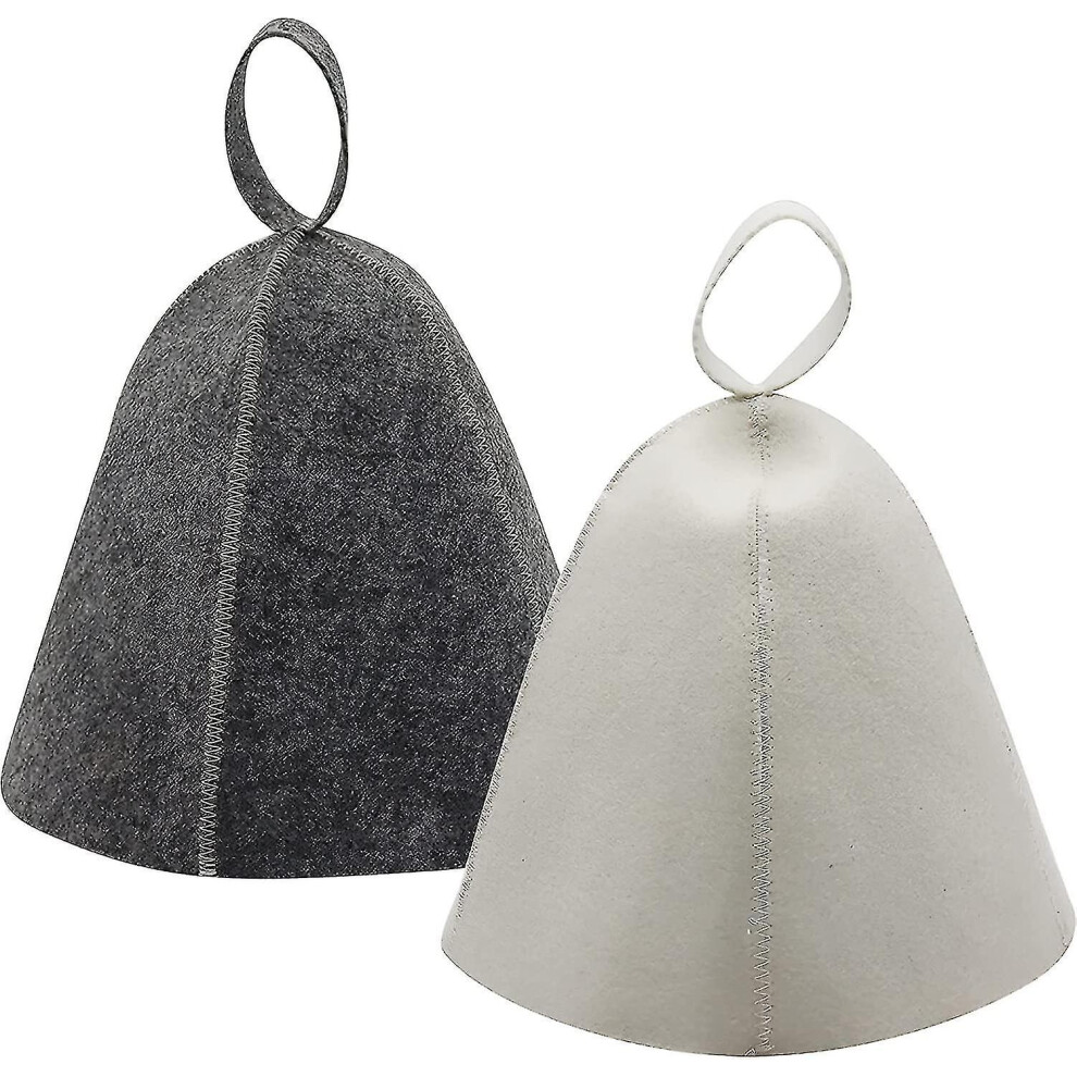 (gray-white, 2 pcs) Sauna Hat Grey Felt Cap Swimming Cap Shower Cap Accessories For Men And Women Shower Sauna Head Protection, Lightweight And Breathable