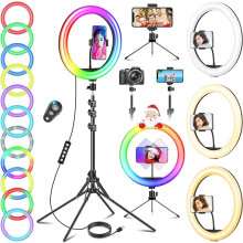 12'' Ring Light with Tripod Stand & Phone Holder Tall 177cm/70'', LED