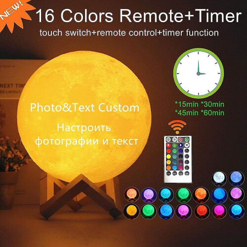 (12 cm) Customized Personalized Moon Lamp 3d Photo Moonlight Night Light Home Decoration Usb Charging Light Remote Control 1