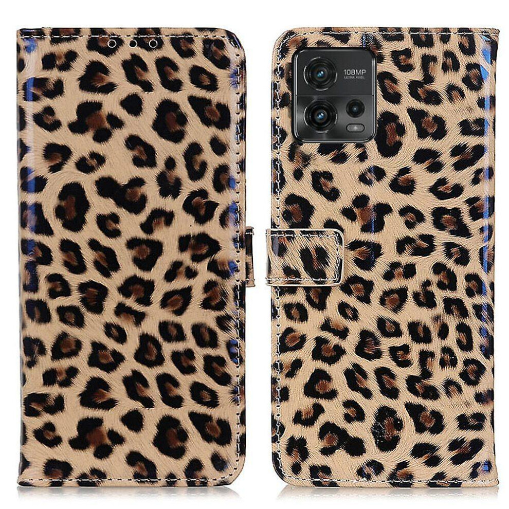Case For Motorola Moto G72 4G Leopard Pattern PU Leather Phone Case Full Body Protective Cover