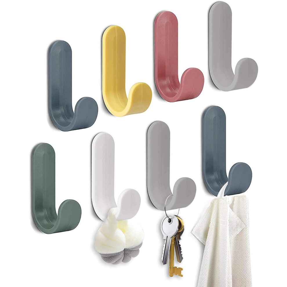 24 Pieces Colored Hooks Bathroom Towel Door Hooks Self-adhesive Hooks Suit Self-adhesive Wall Support For Bathroom Kitchen.