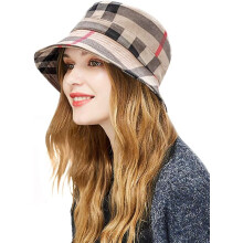 Plaid Tartan Bucket Hats For Women Vintage Rollable Fisherman Sun Cap