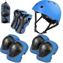 Kids Protective Gear Set,7 In 1 Helmet, Knee Pads