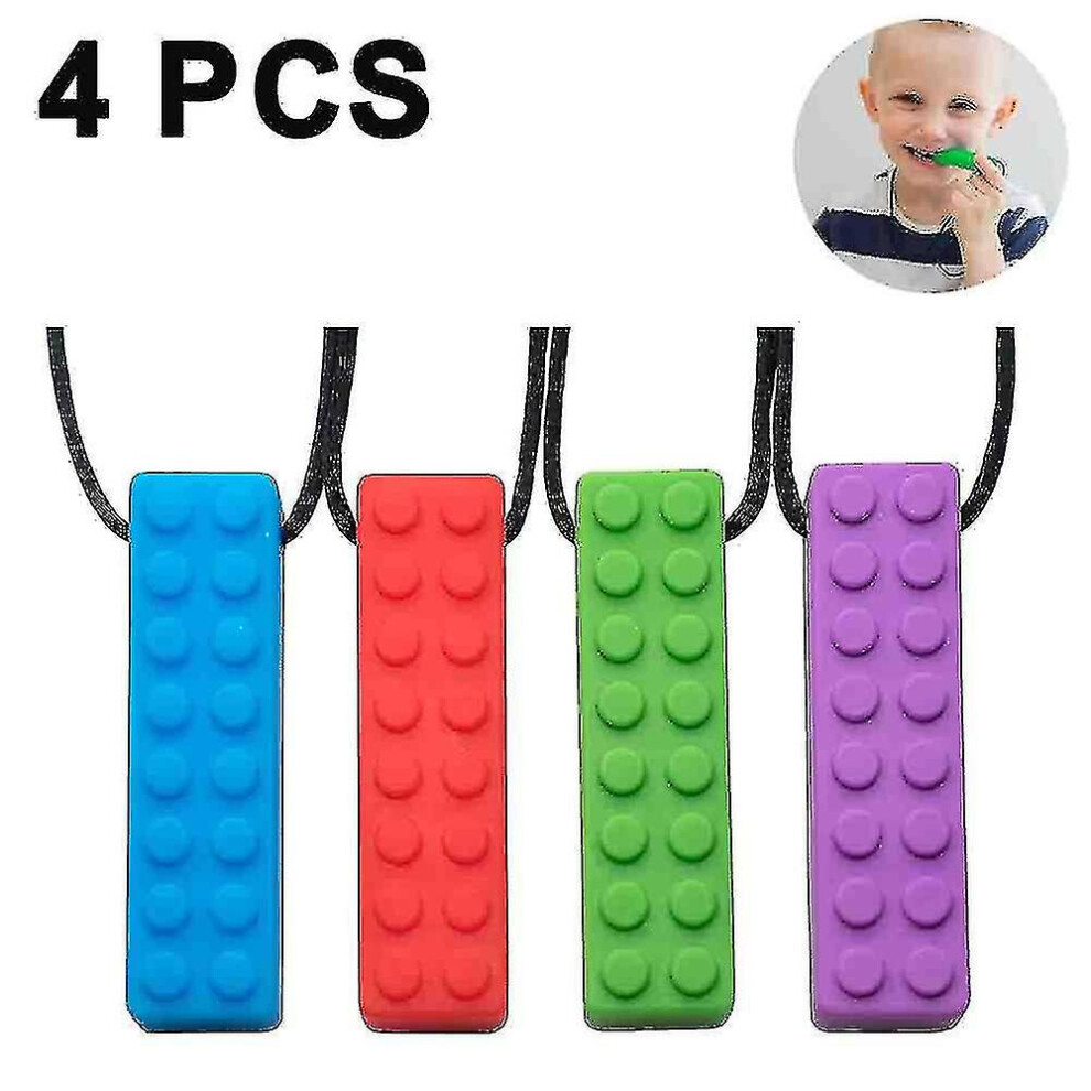 4 Pack Sensory Chew Necklace For Kids Toddlers,teether Toys