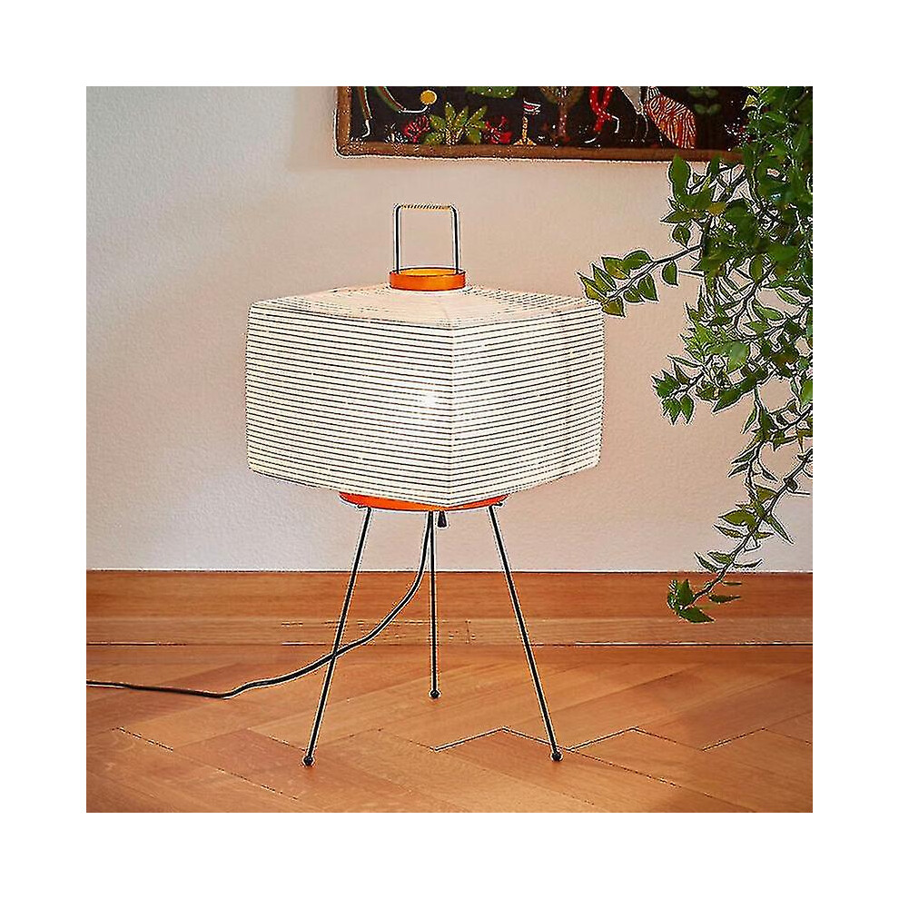 (A Lamp, US Plug) Japanese Design Akari Noguchi Yong Table Lamp Printed Rice Paper Lamp Bedroom Desktop Home Loft Decor Square Tripod Floor Lamp-image-OPC-PDX7GCH-NEW