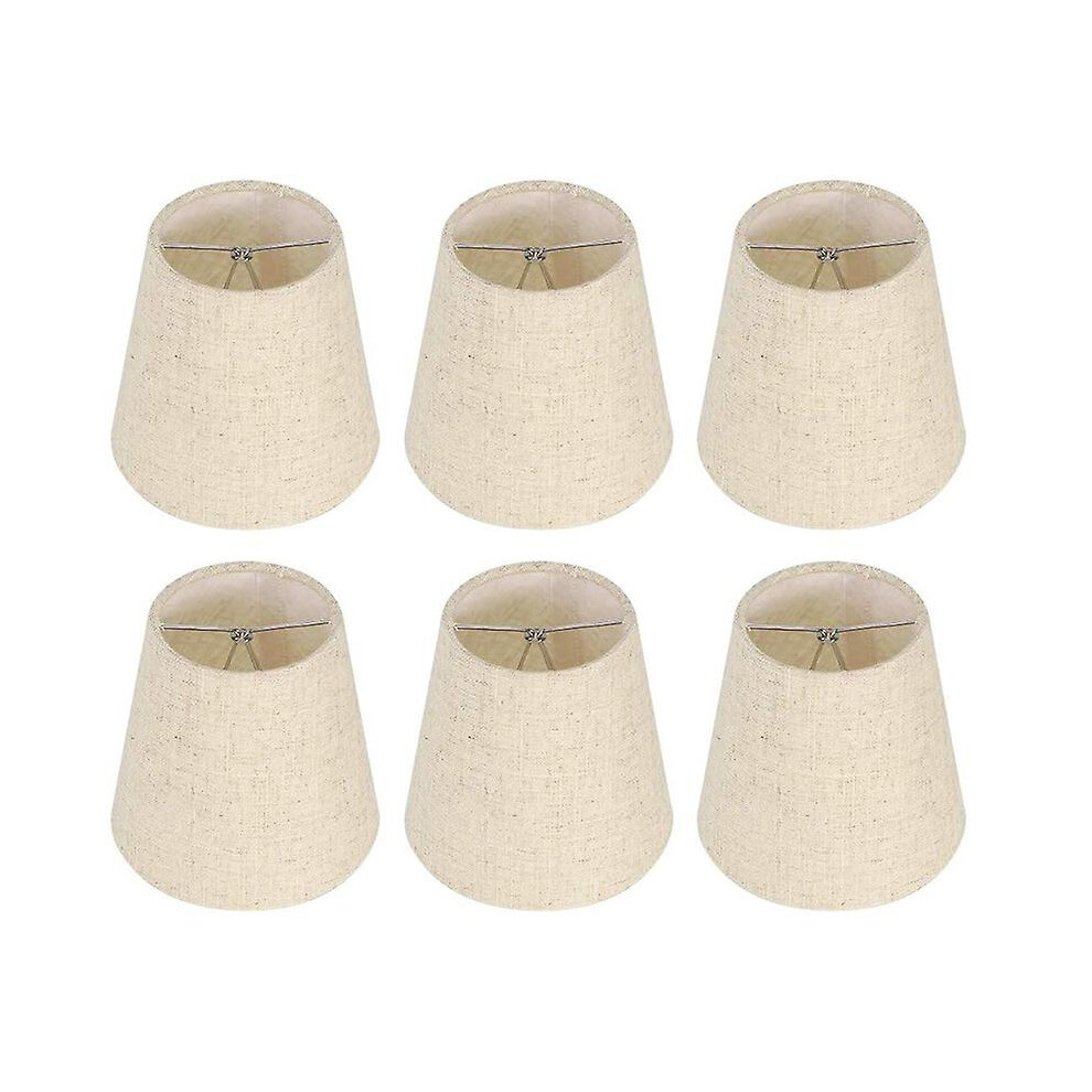 Small Lamp Shade Clip On Bulb Set Of 6 For Candelabra Bulbs, Barrel Fabric Lampshade For Table Chan