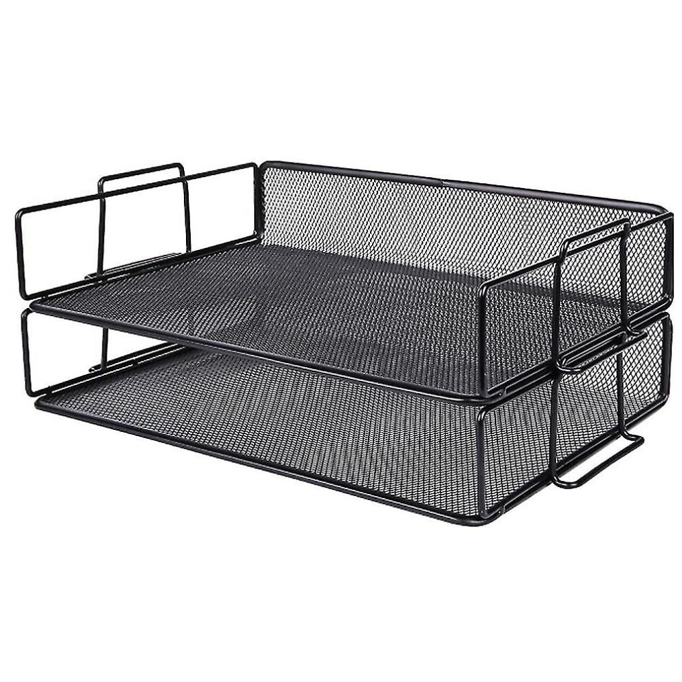 2-layer Letter Tray Stackable Paper Sorter Desktop Organizer Desk