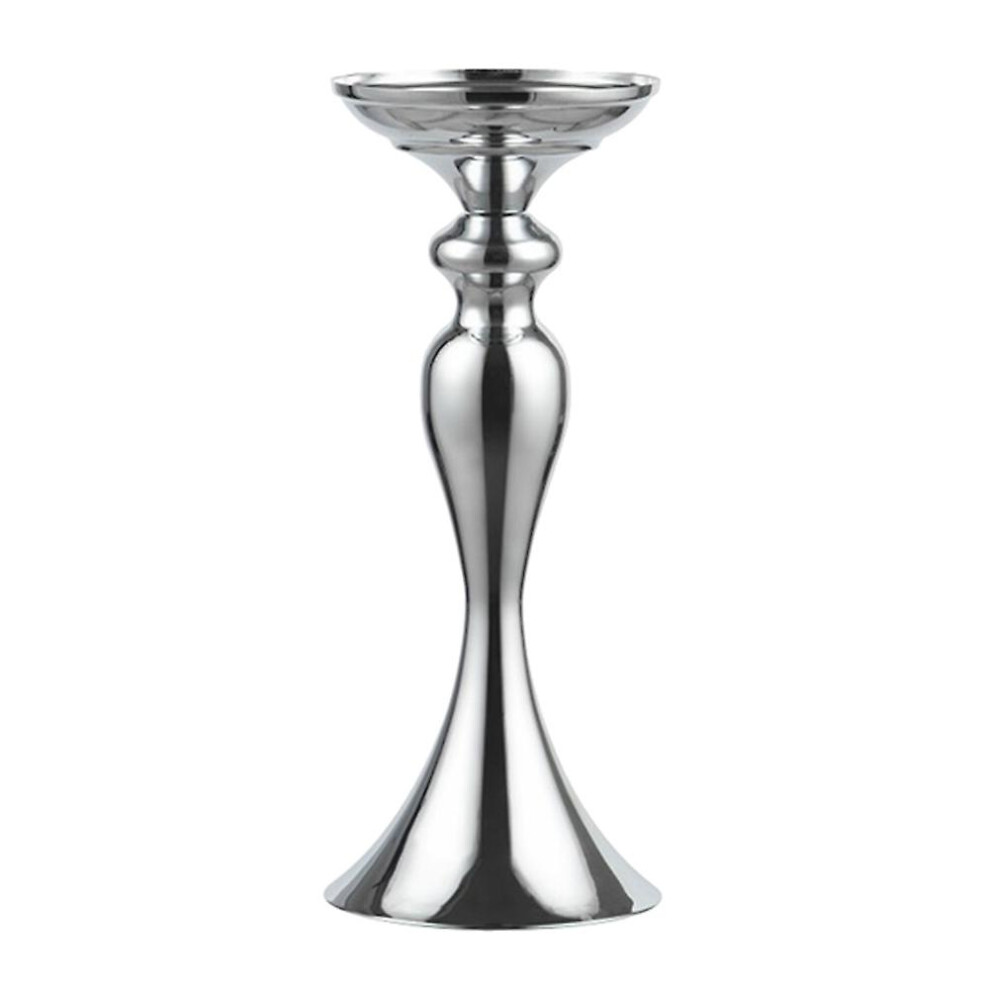 (Silver, 32cm 1pc) Sinknap Metal Candle Holder Stand Flowers Vase Candlestick Wedding Home Table Decor