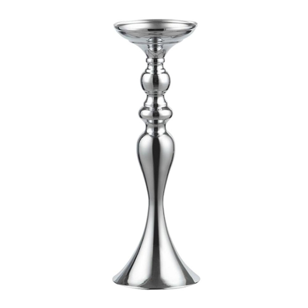 (Silver, 38cm 1pc) Sinknap Metal Candle Holder Stand Flowers Vase Candlestick Wedding Home Table Decor