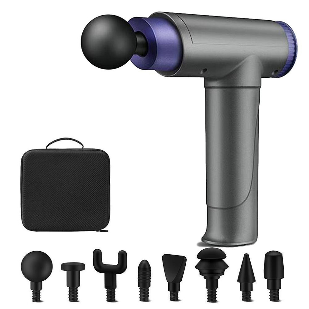 Grey Massage Gun, Handheld Electric Deep Tissue Full Body Muscle Massager, Cordless, High Intensity Vibrating Massage Device