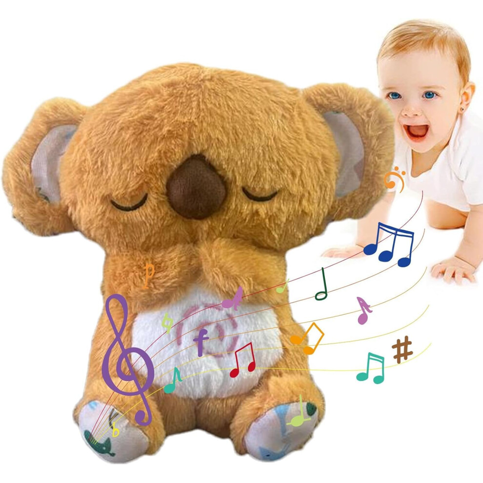 (Brown) Anxietys Relief Koala, Breathing Koala With Sensory Music Lights And Rhythmic Breathing Motion